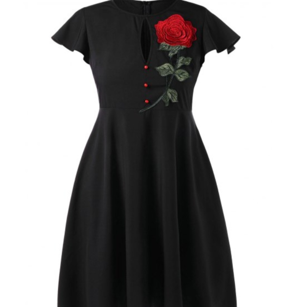 🌹VINTAGE BEAUTY💝Plus Size Rose Embroidered Dress - Picture 3 of 10